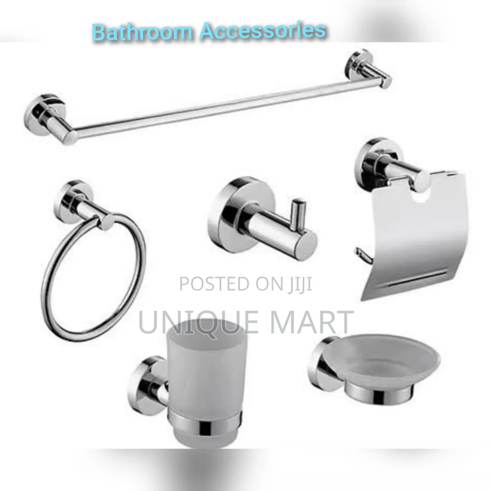 Complete Set of Stainless Chrome Anti-Rust Bathroom Accessories