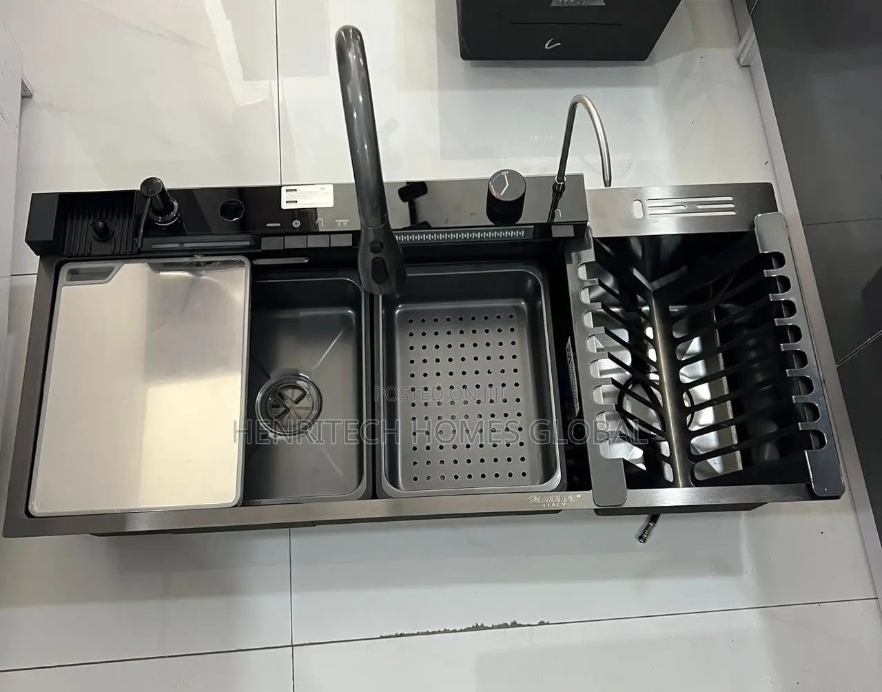 5-Button Multifunctional Digital Kitchen Sink With Dish Rack-304 Steel