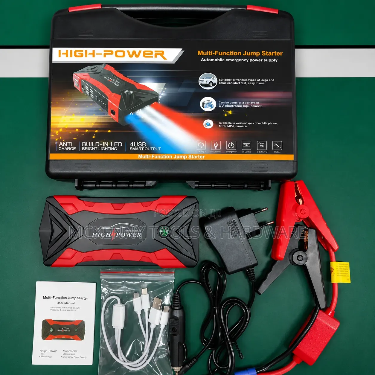 High-Power 4-in-1 Car Jump Starter Kit + Digital Air Compressor