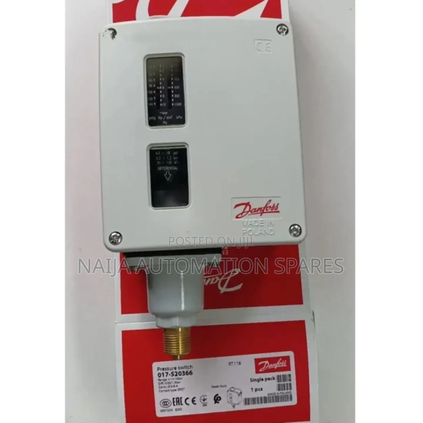Danfoss | 017-520466 | RT116 Max Reset Pressure Switch 1 to 10 Bar