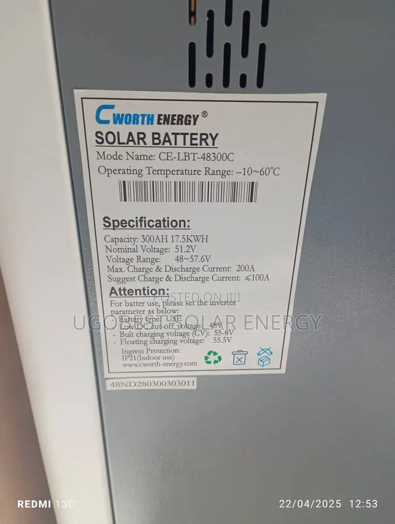 15kwh 51.2v Cworth Lithium Ion Battery