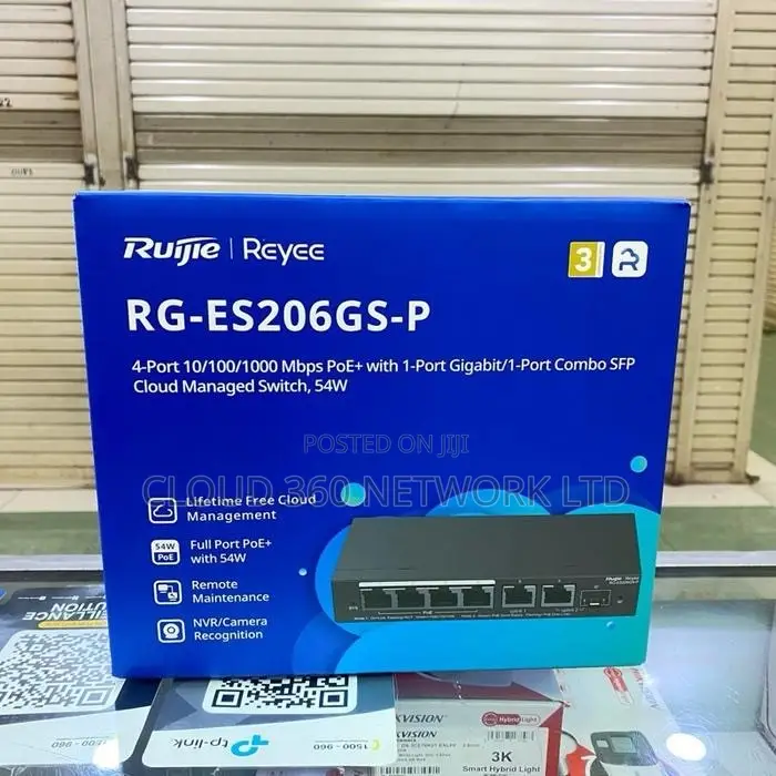 RUIJIE RG-ES206GS-P 6-Port Gigabit PoE+ Smart/Cloud-Managed Switch.