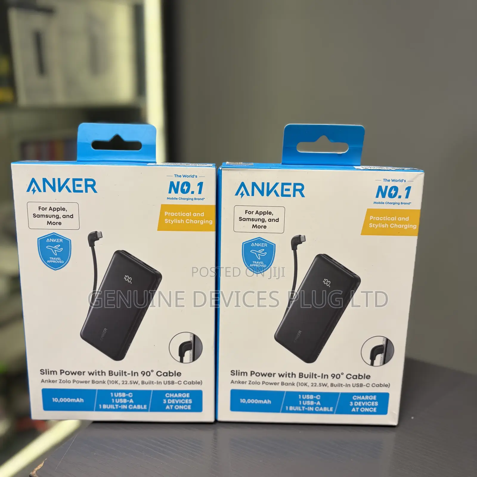 Anker Slim Power Bank With Built-in 90 Cable Anker Zolo - Black