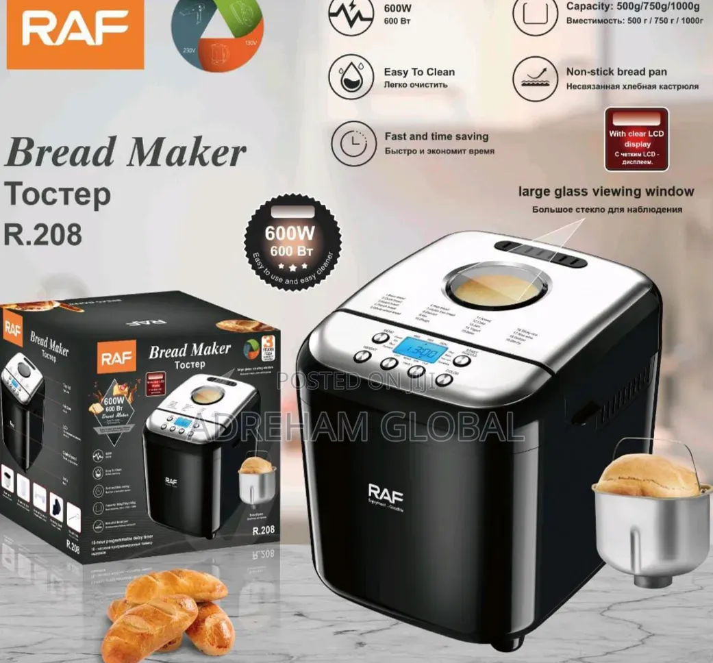 Raf Bread Maker 600watts, Capacity 500g/750g/1000g.