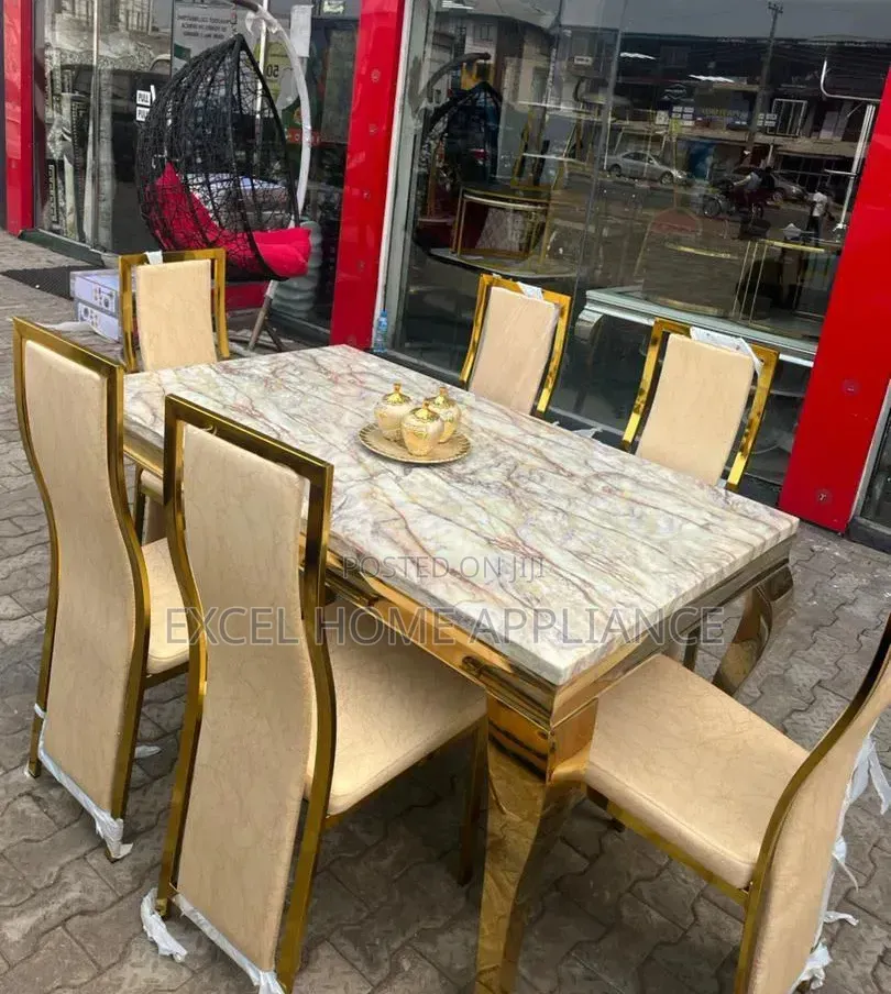 Luxury Marble Top 6-Seater Dining Set