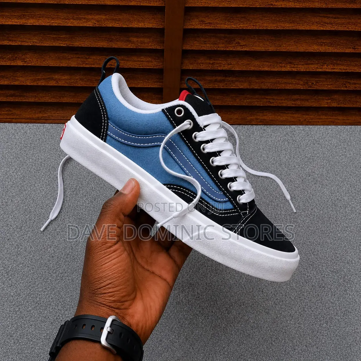 Original Vans Old Skool Skate Black/STV Navy Blue Available Now