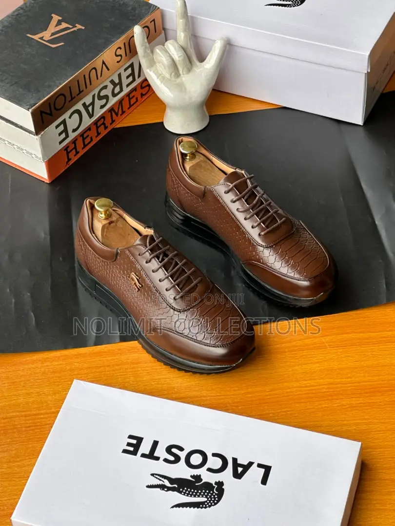 Lacoste Snake Skin Embossed Leather Low Top Sneakers