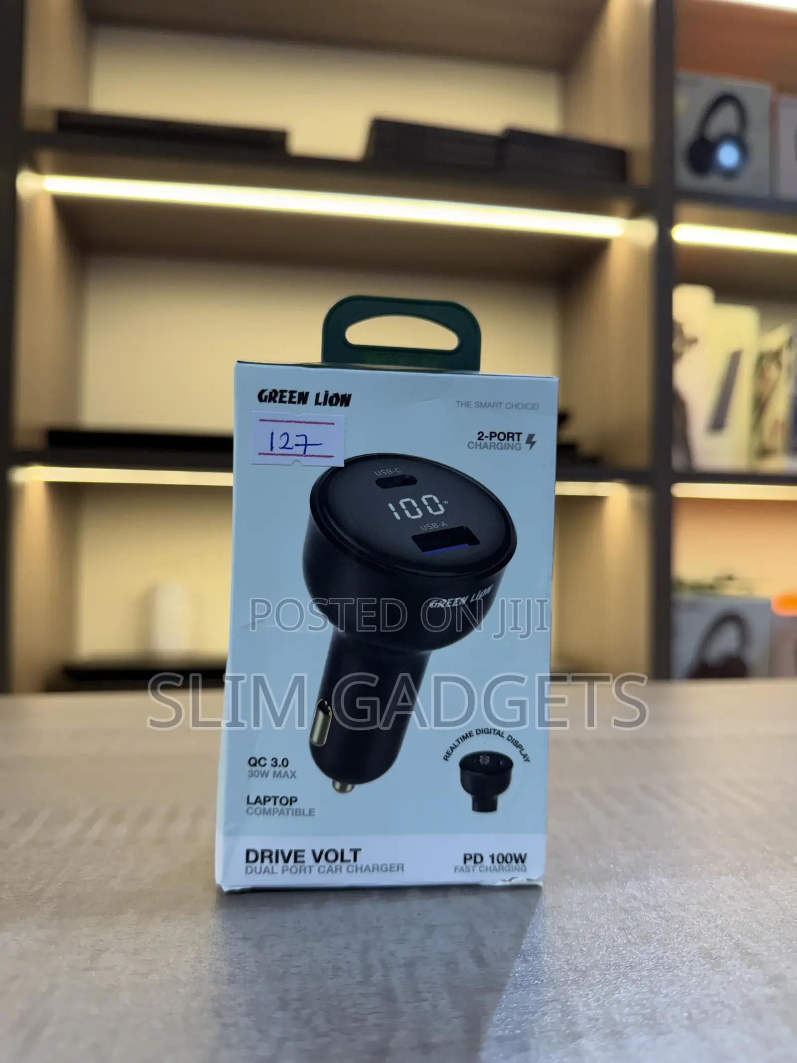 Green Lion High Quality Dual Port Car Charger 100 Watts Charging