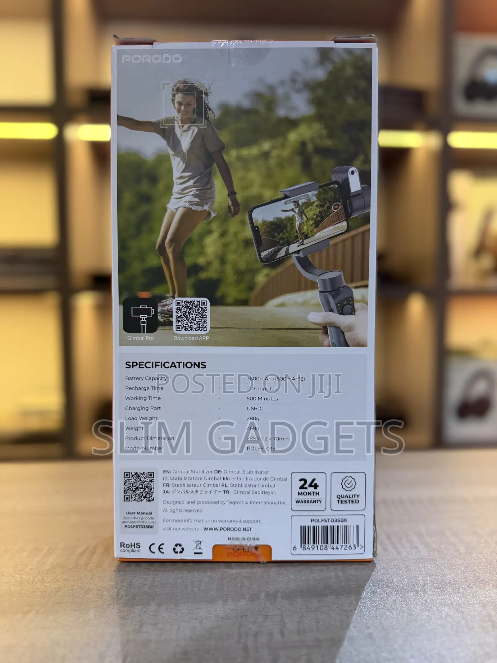 Porodo 3 Axis Gimbal Stabilizer With Ai Tracking