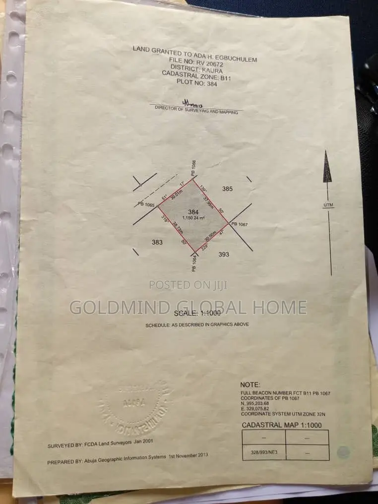 Residential Land 1150sqm for Sale in Kaura District. Abuja