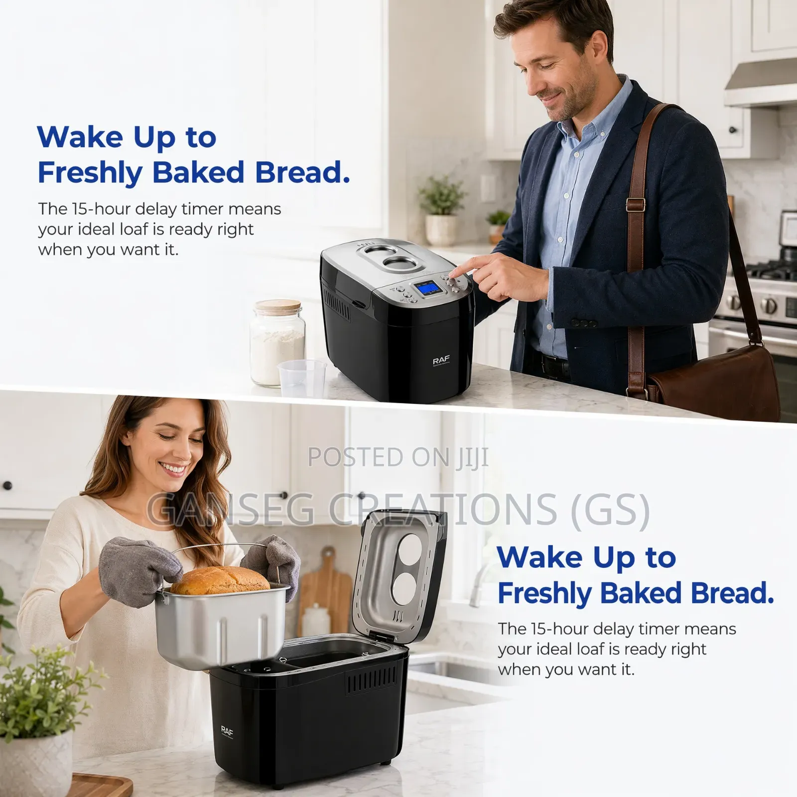 Raf 850watts Bread Maker With 3 Capacity Option of 1000G,1250G,1500G