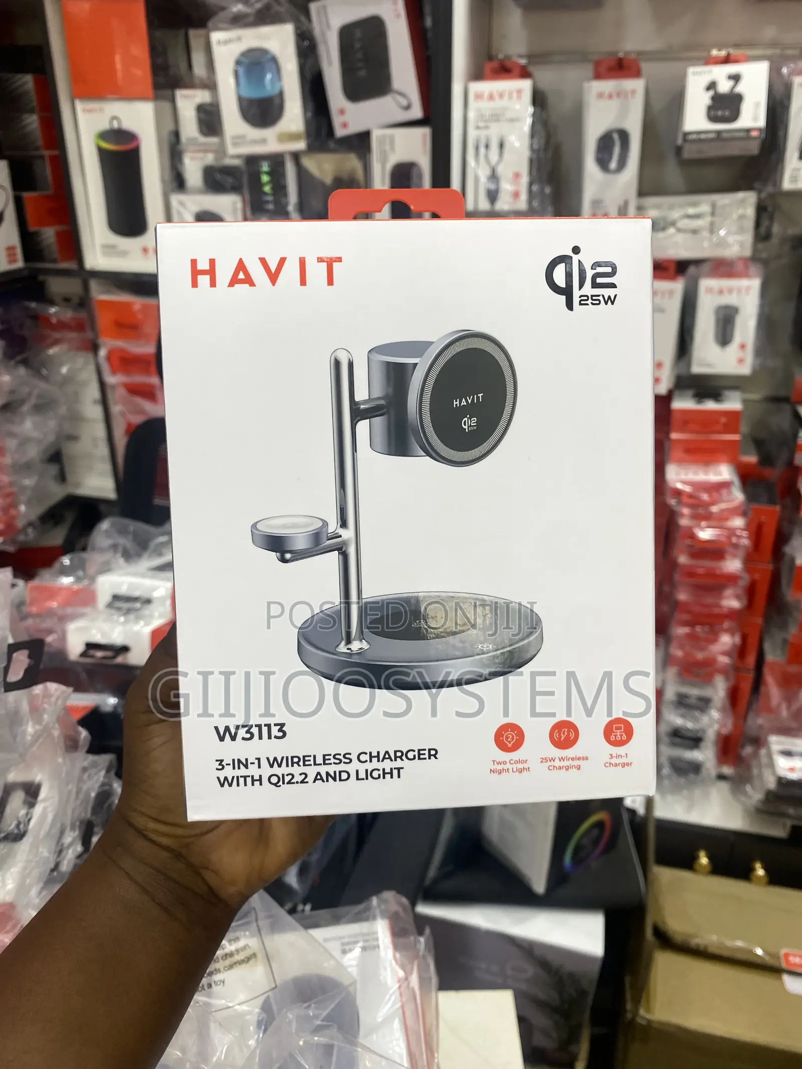 Havit 25w Three-in-One Wireless Charger, Supports Qi2 and Light W3113