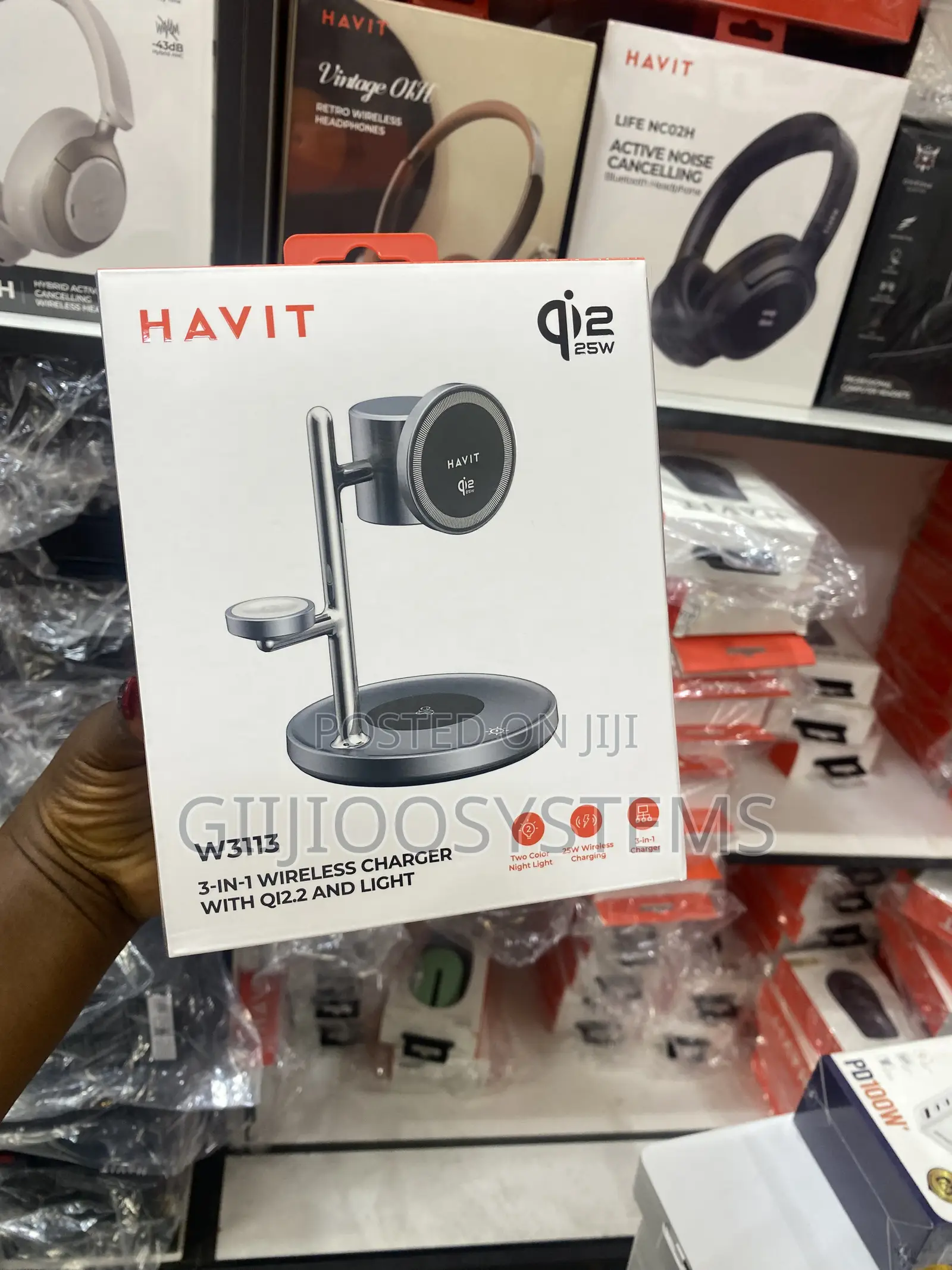 Havit 25w Three-in-One Wireless Charger, Supports Qi2 and Light W3113