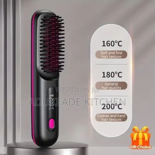 Portable Wireless Hot Comb Brush Professional Hair Straightener