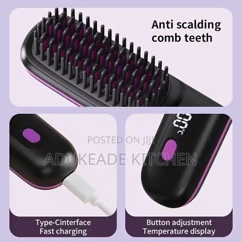 Portable Wireless Hot Comb Brush Professional Hair Straightener