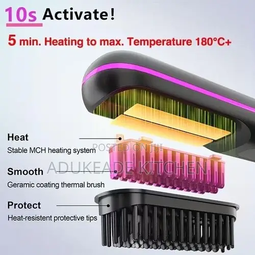 Portable Wireless Hot Comb Brush Professional Hair Straightener