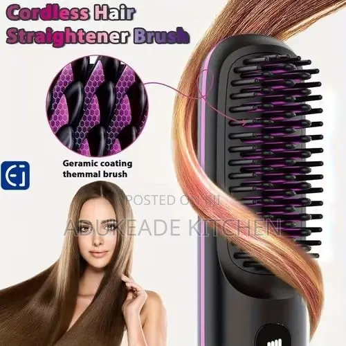 Portable Wireless Hot Comb Brush Professional Hair Straightener