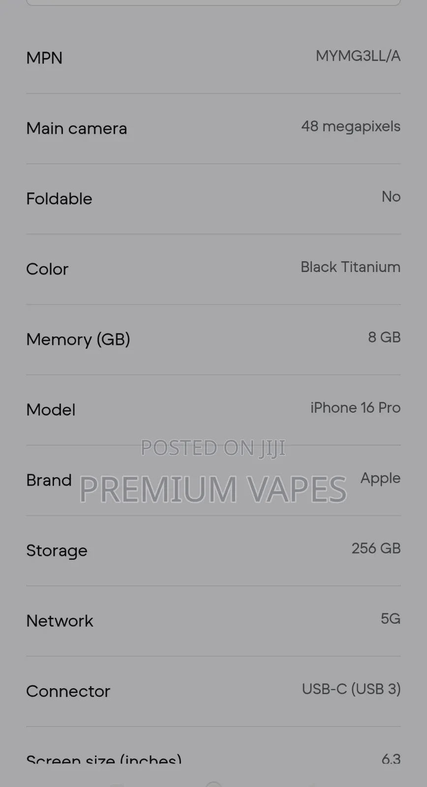 Apple iPhone 16 Pro 256 GB Black