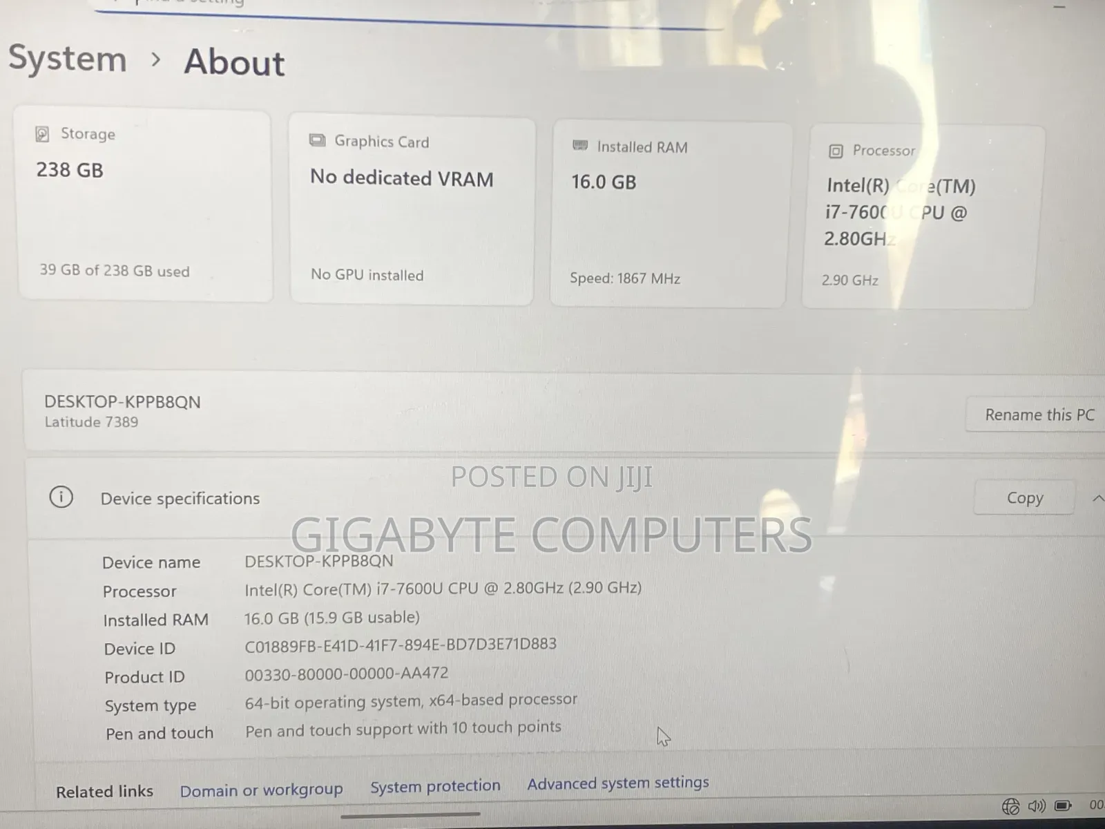 Laptop Dell Latitude 7389 2-in-1 16GB Intel Core i7 SSD 256GB