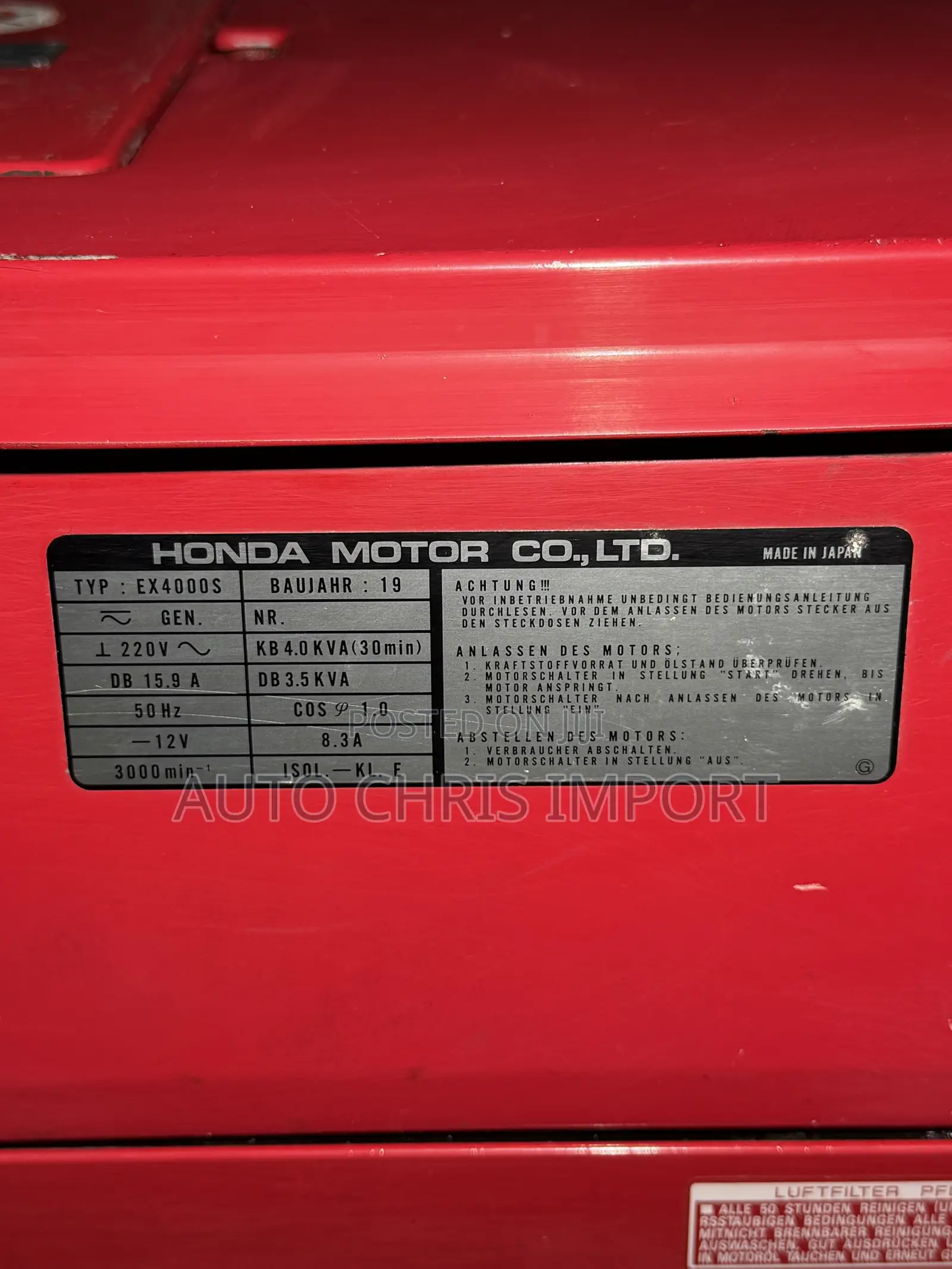 Honda Ex4000s Generator