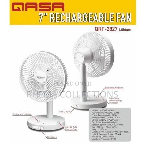 7 Inches Qasa Rechargeable Fan