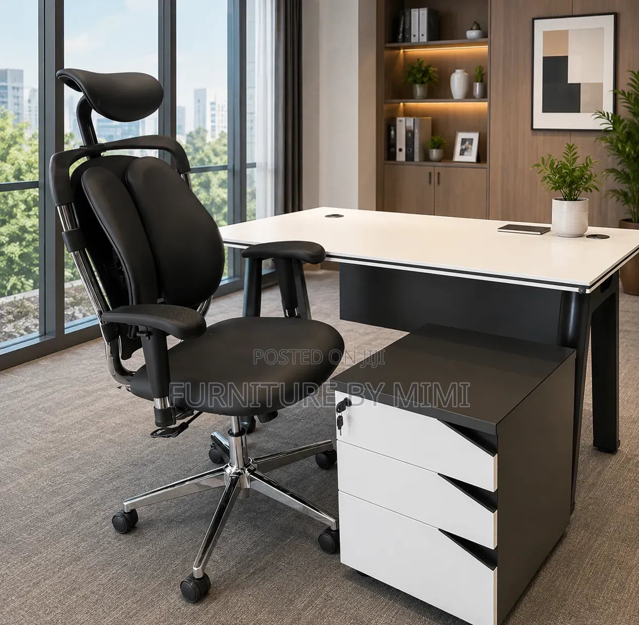 Modern Executive Office Combo | Ergonomic Chair, Desk Cabinet