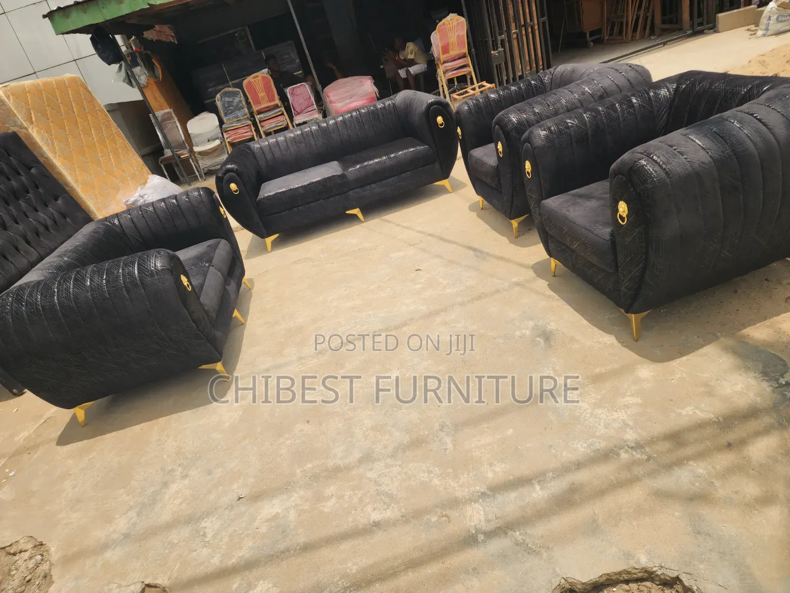 Set of Sitting Room Sofa Padded Chairs.
