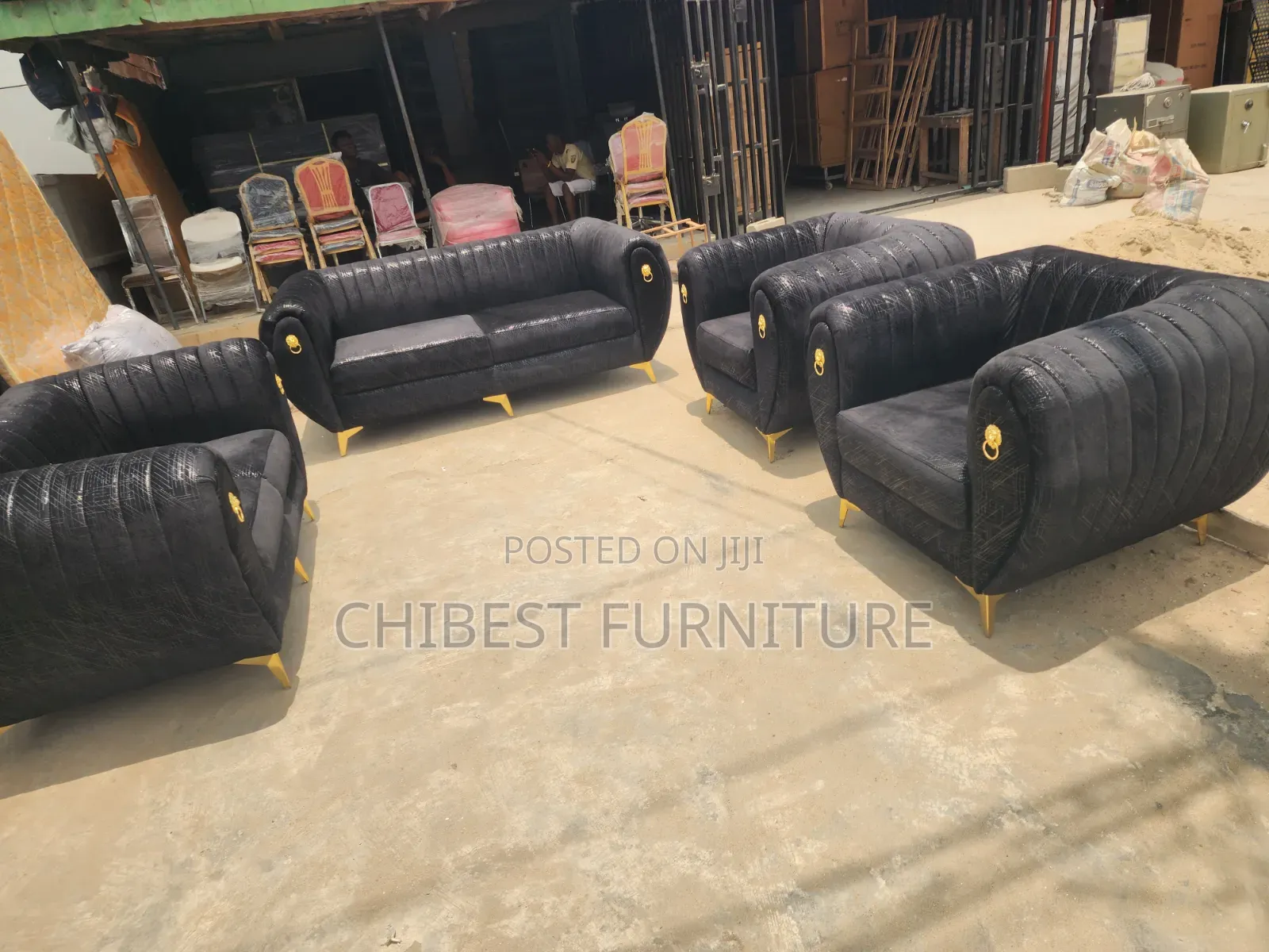 Set of Sitting Room Sofa Padded Chairs.