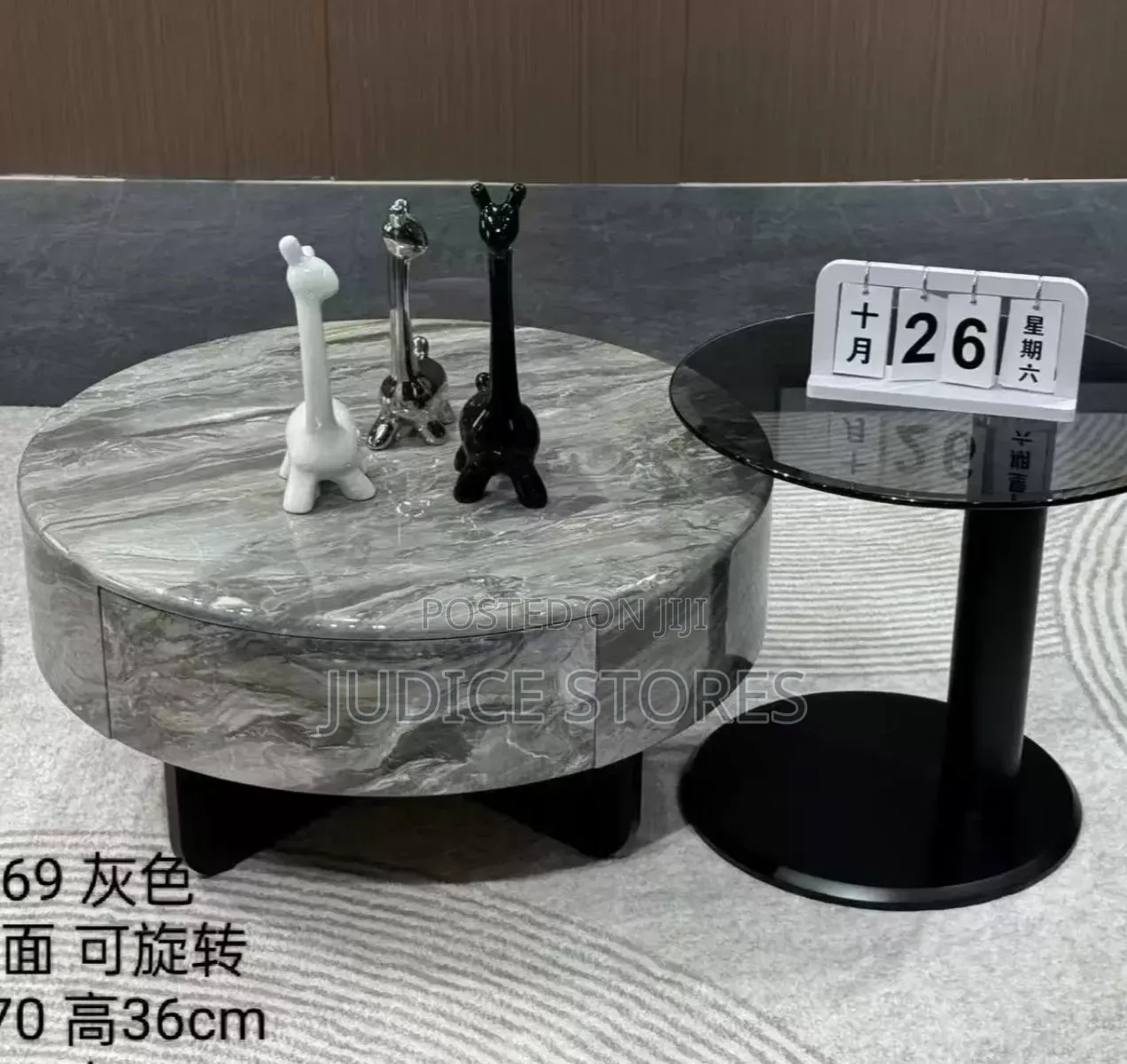 Marble and Glass Center Table With Drawer