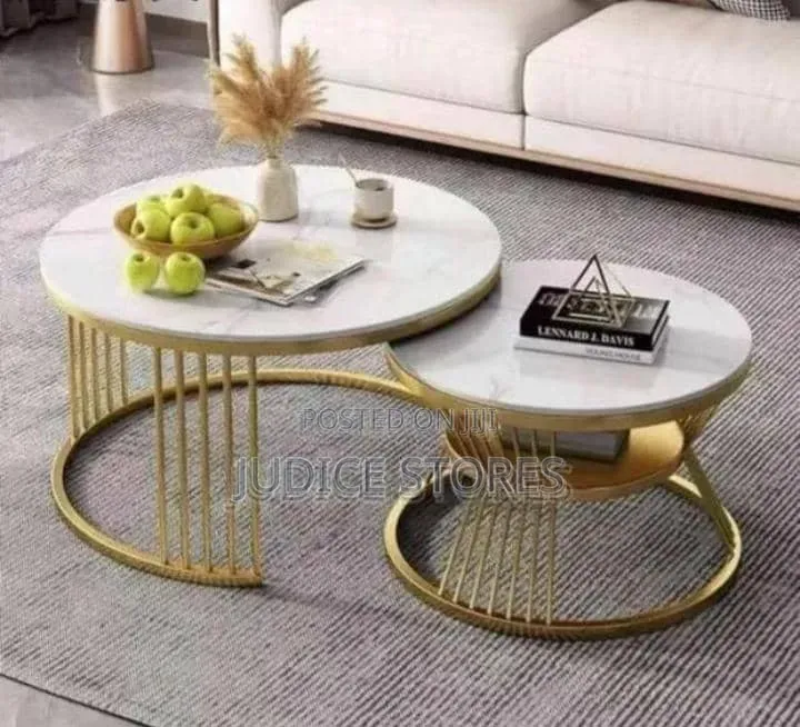 Real Marble Twin Center Table With Gold Legs