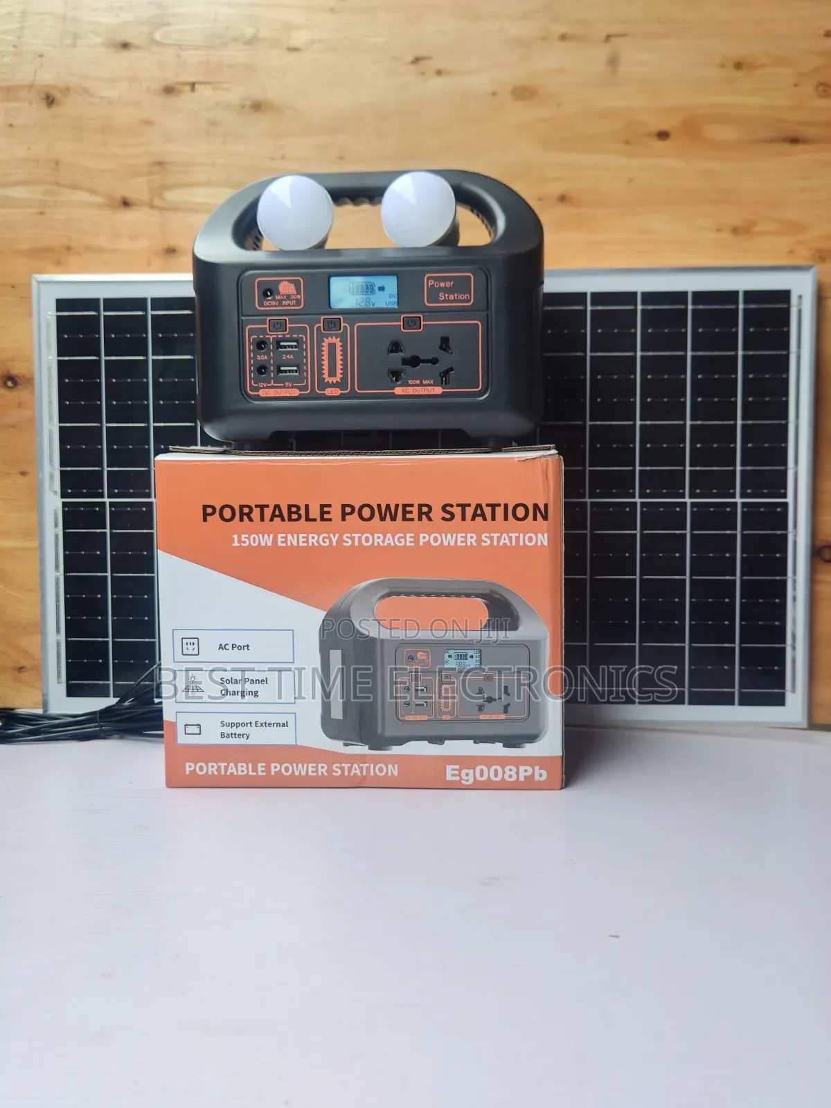 150w Power Station With Solar and Bulbs