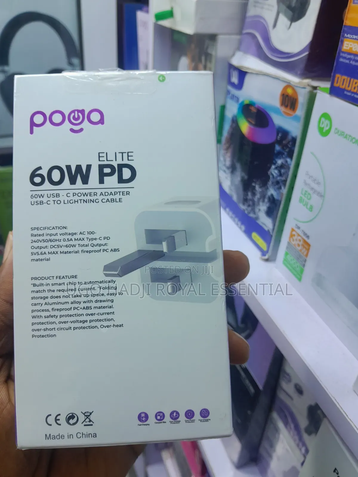 Poga Elite 60W PD Power Adapter With USB-C to Lightning Cable