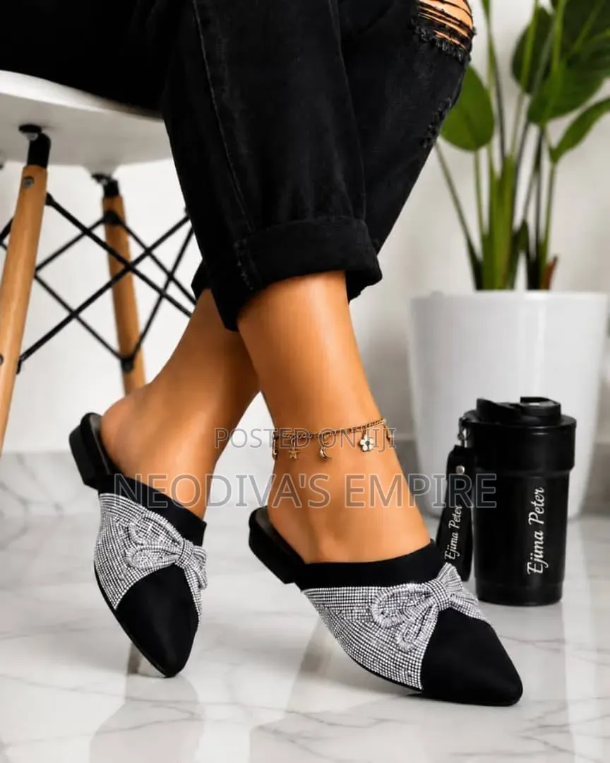 Elegant Bow Details Mules,Stylish Pointed Toe Slip-On