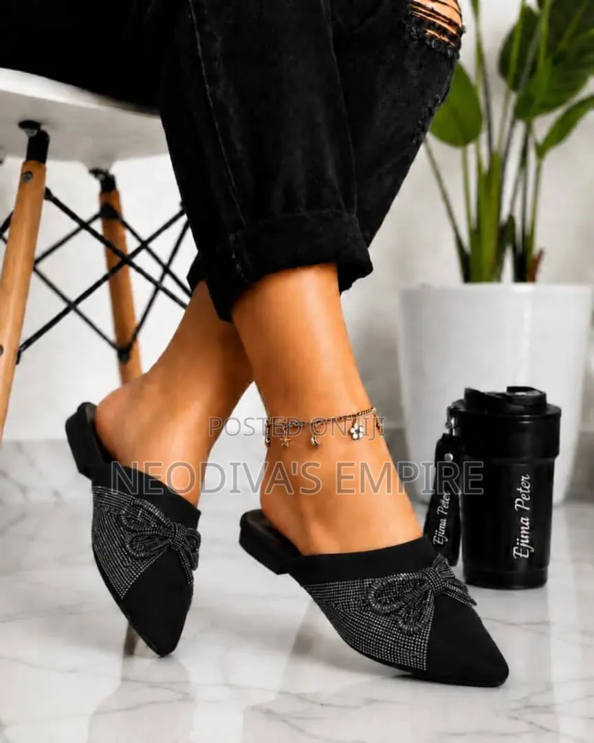 Elegant Bow Details Mules,Stylish Pointed Toe Slip-On