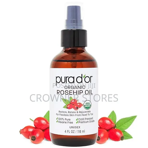 PURA d'OR ORGANIC Rosehip Seed Oil Pure Cold-Pressed for Face, 4oz