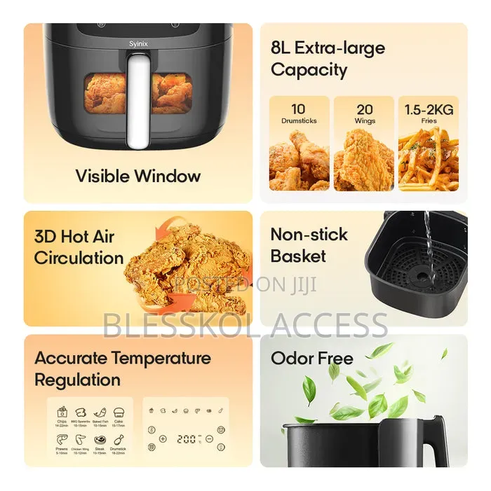 Syinix 8L Digital Hot Air Circulation Air Fryer (SAIF75E)