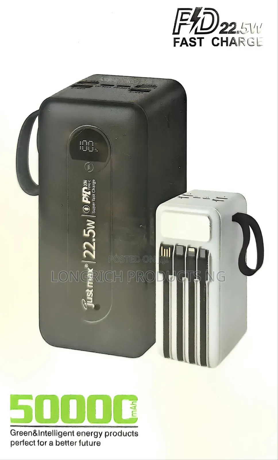 Just Max 50000mAh Power Bank – 22.5W PD Fast Charge