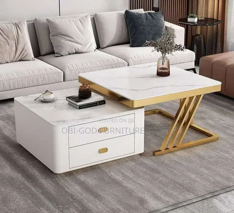 Luxury Two Step Drawer Glass Center Table