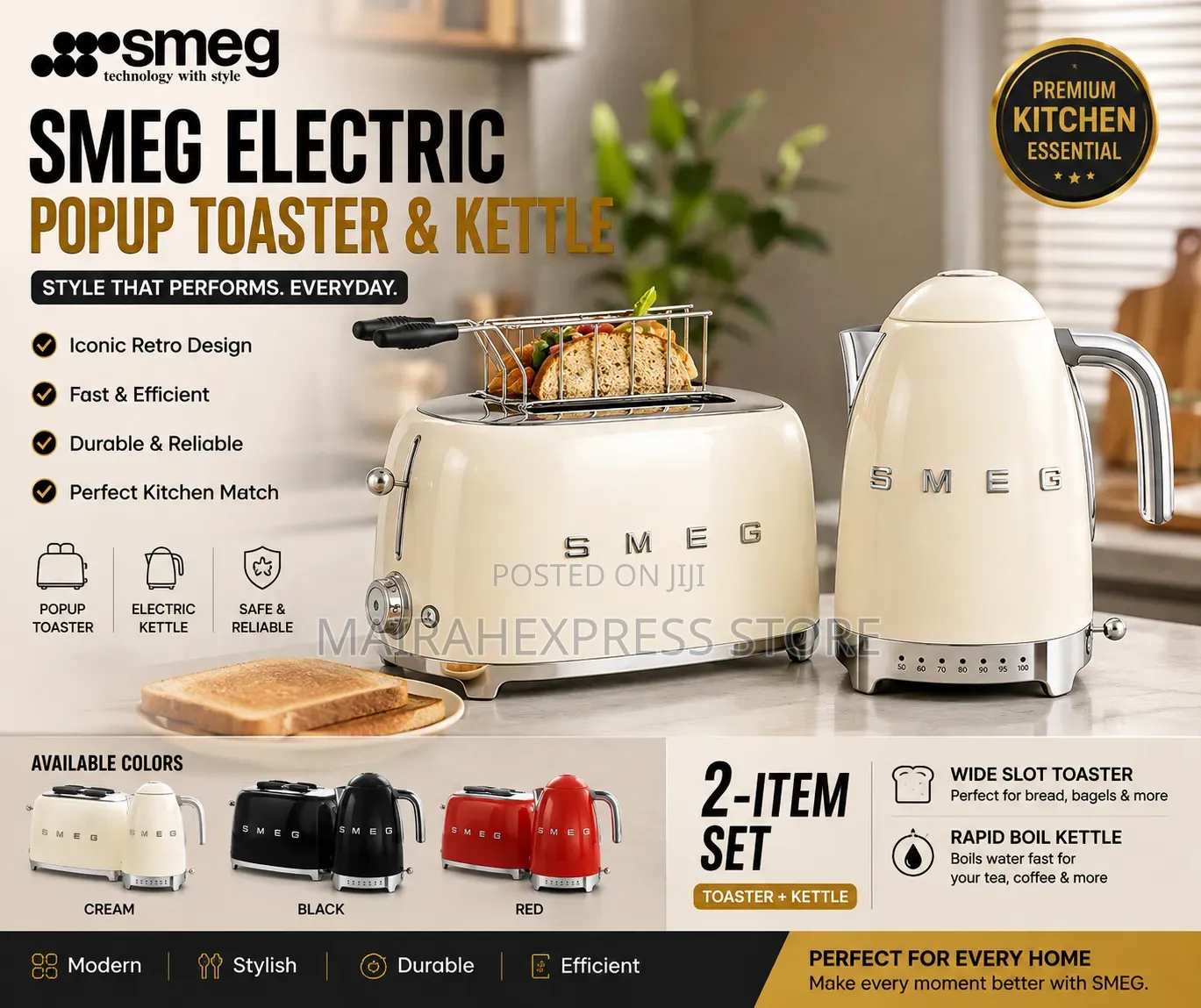 2in1 SMEG Electric Kettle Popup Toaster
