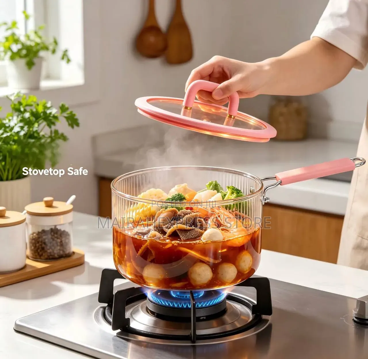 1.8L Sauce Pan High Borosilicate Heat Resistant Glass Pot T2m