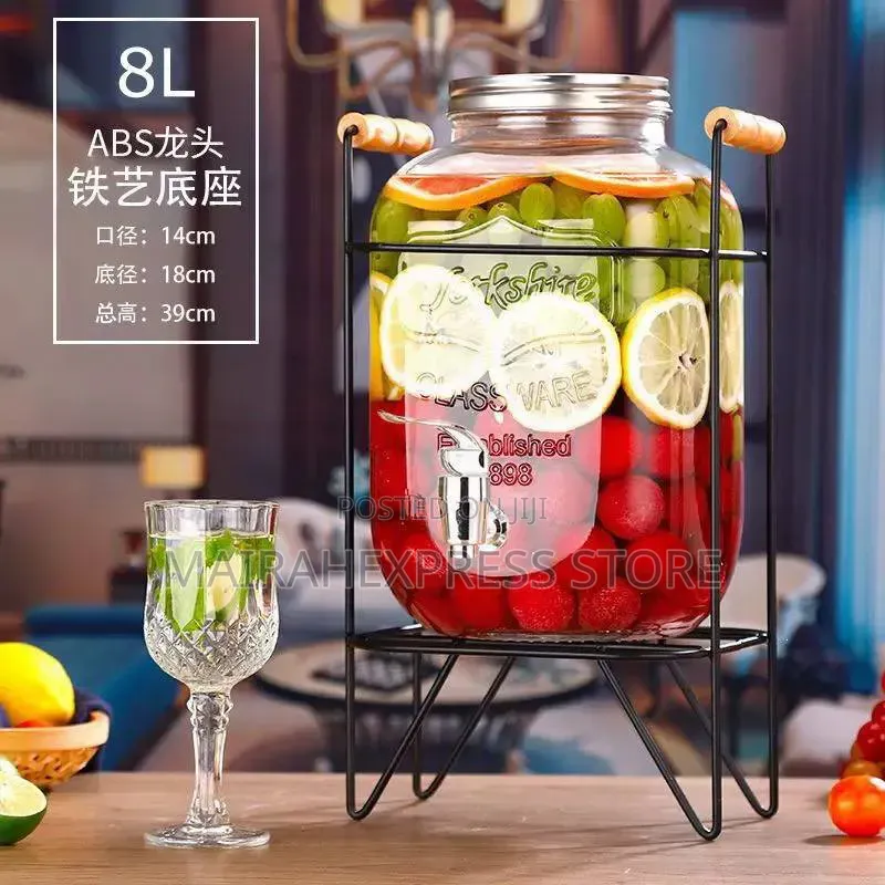 5L and 8L Glass Juice Dispenser With Stand.