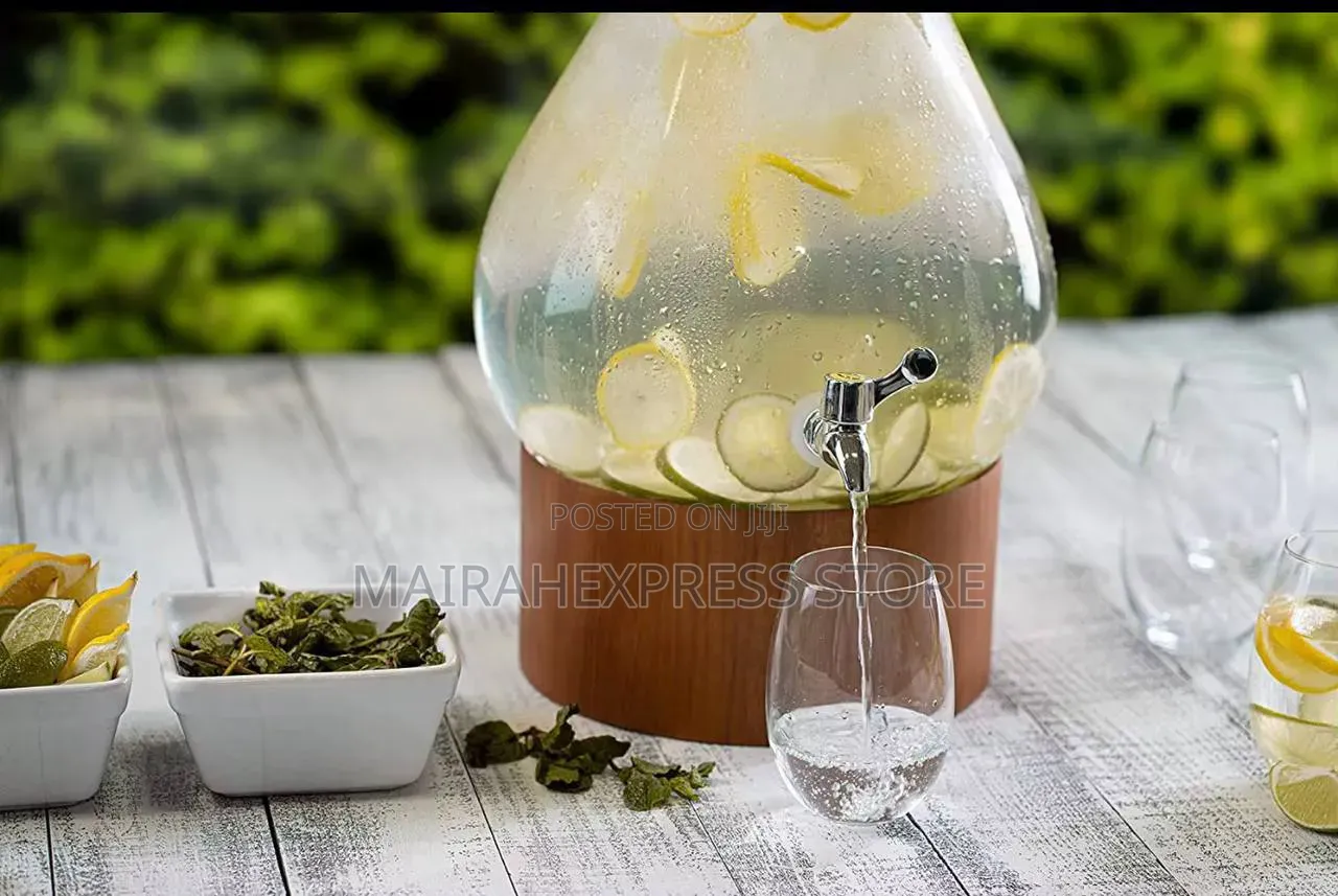 6L and 8L Glass Juice Dispenser With Wooden Stand T2m