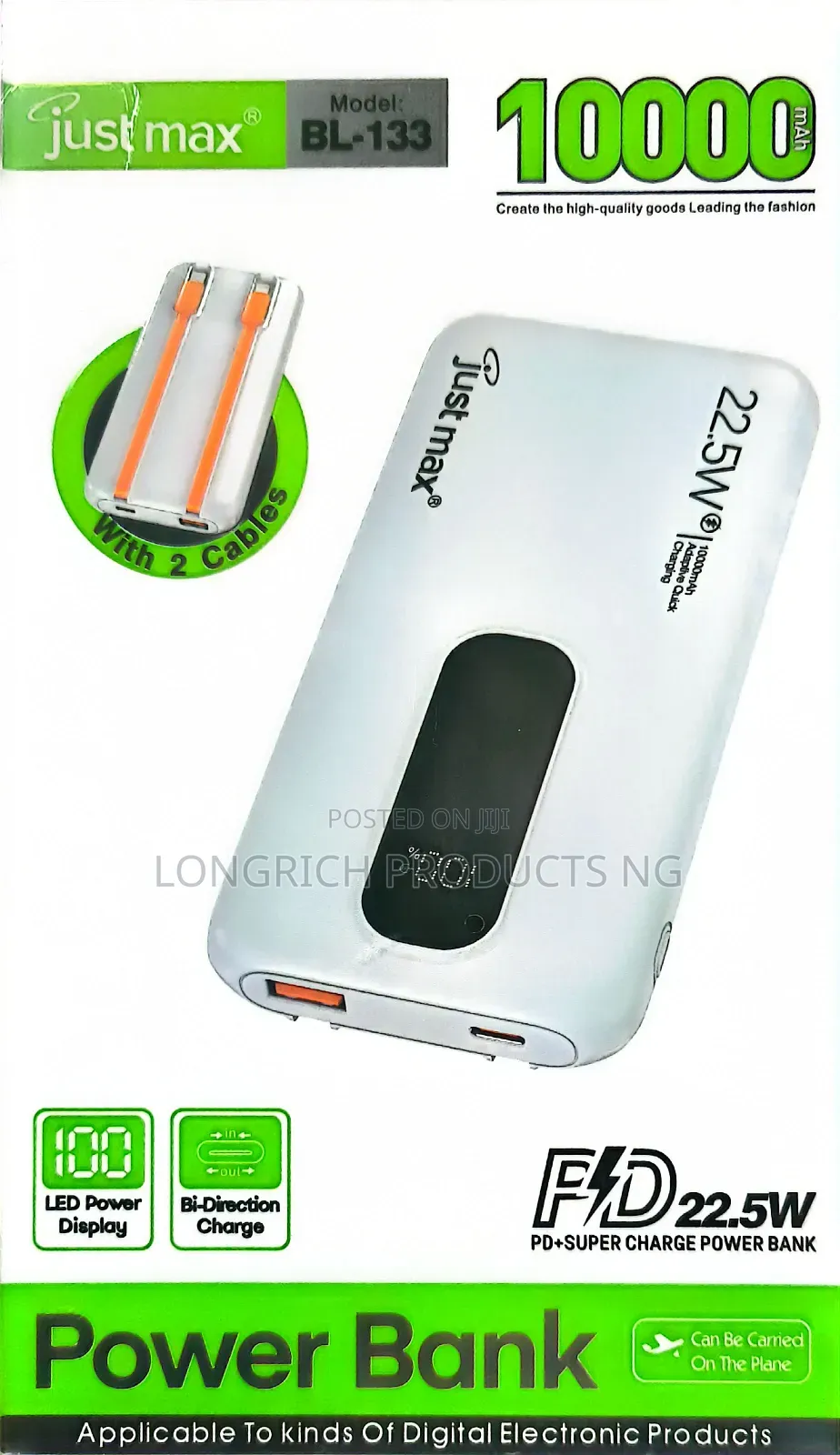 Just Max 10000mAh Power Bank – Fast Charger