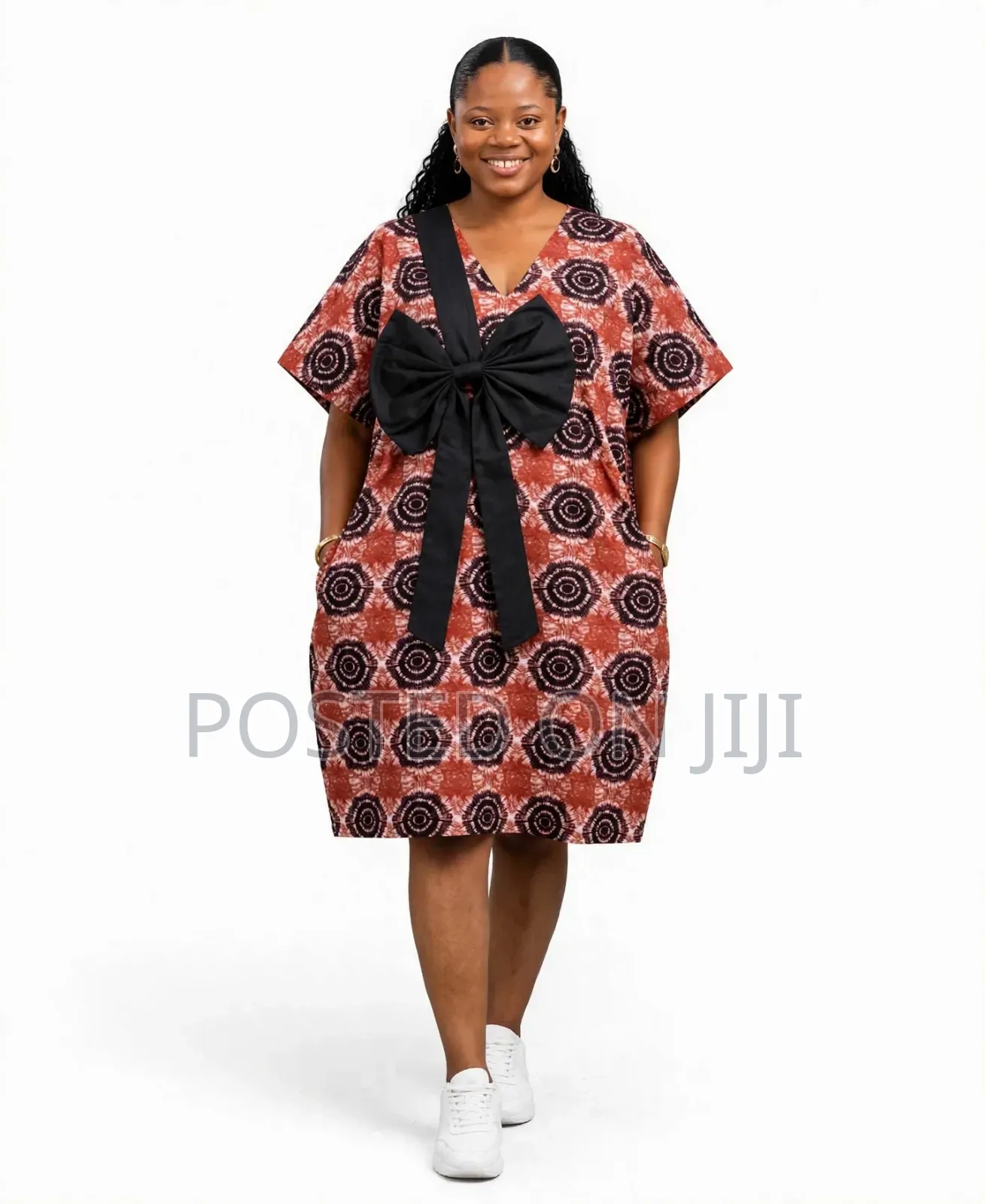 Terracotta Red Adire Bubu - Short Long Bubu Gown