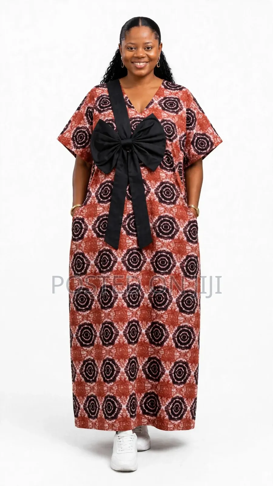 Terracotta Red Adire Bubu - Short Long Bubu Gown