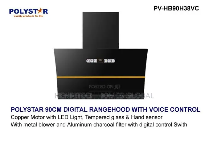Polystar 90cm Digital Rangehood With Voice Control