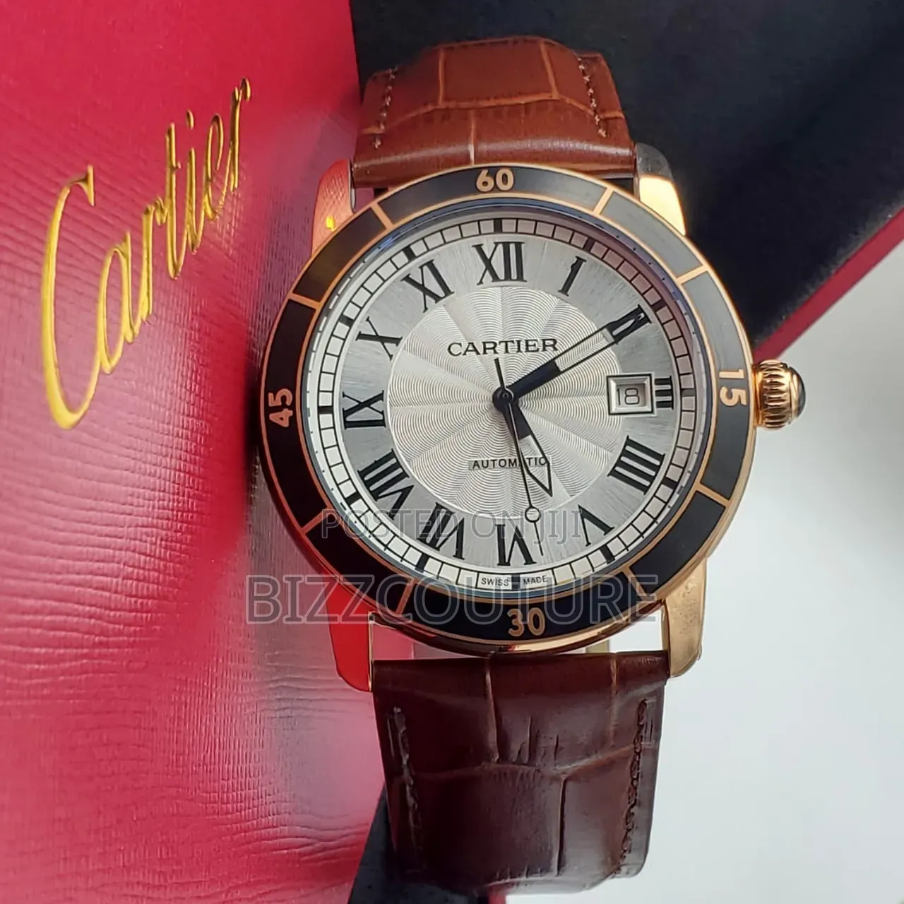 Original Cartier Leather Strap Men's Watch 100% Authentic Guaranteed