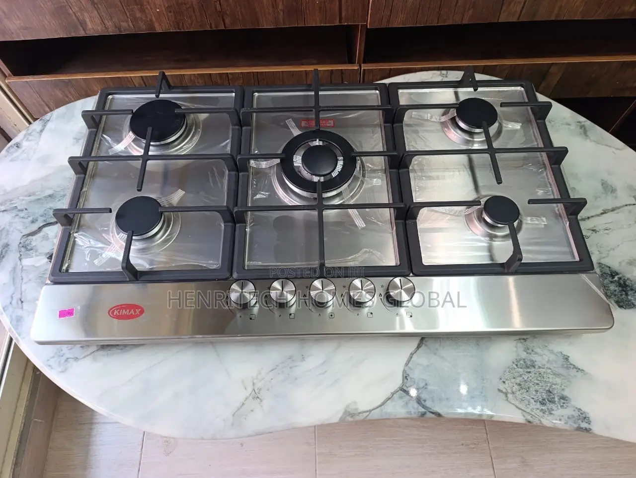Kimax 90cm Stainless Steel 5-Burner Gas Hob