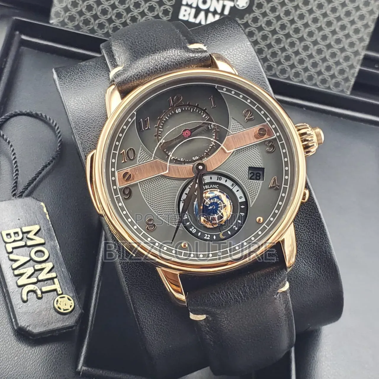 Original Montblanc Men's Leather Strap Watch 100% Authentic Guaranteed