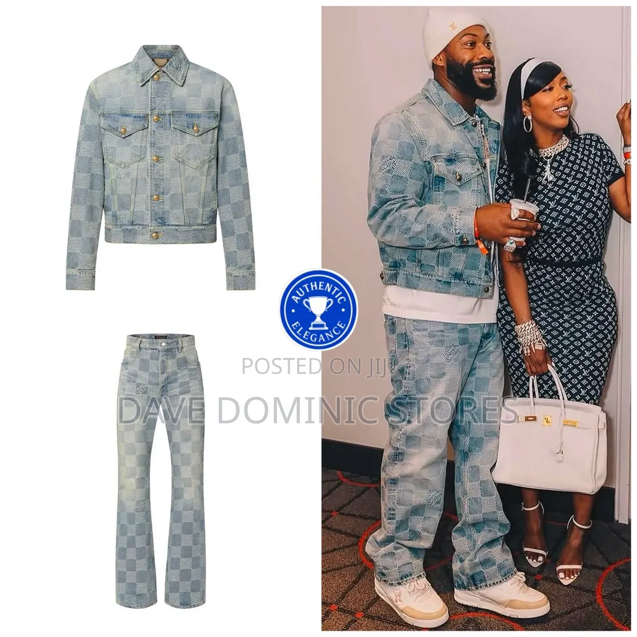 Original Luxury Louis Vuitton Monogram Denim Suit Now Available